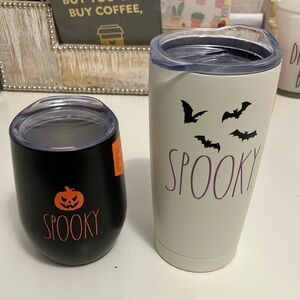 Rae Dunn Halloween “ spooky “ metal wine and coffee travel tumblers.